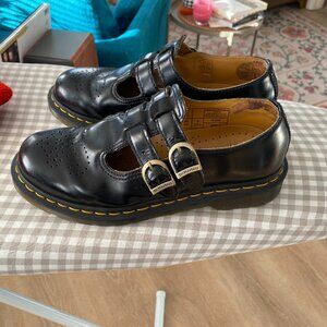 Black leather Doc Martens Mary Janes Size 8